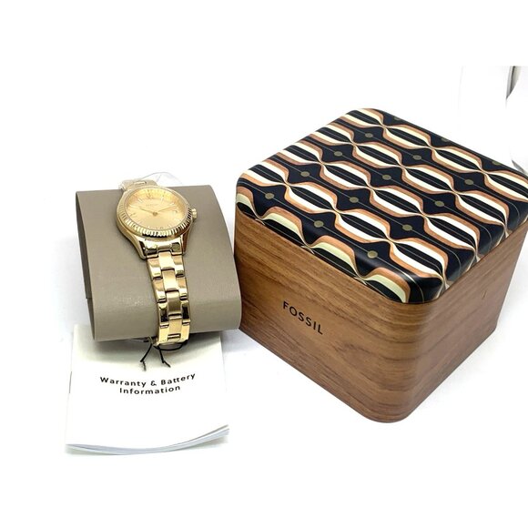 Fossil Women's Watch BQ3638 Scarlette Quartz Gold Dial Stainless Steel 30mm - Picture 3 of 14